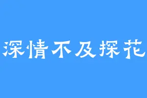 深情不及探花