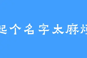 起个名字太麻烦