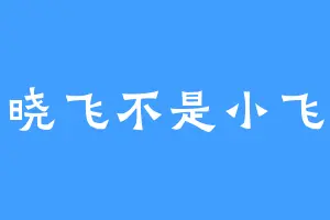 是晓飞不是小飞啊