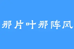 那片叶那阵风